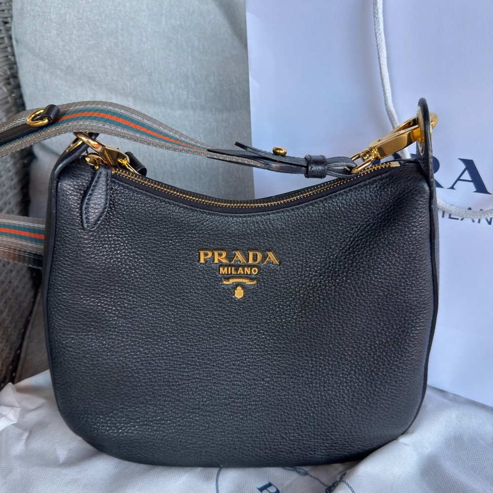 Prada Black Shoulder Bag with Gold Hardware